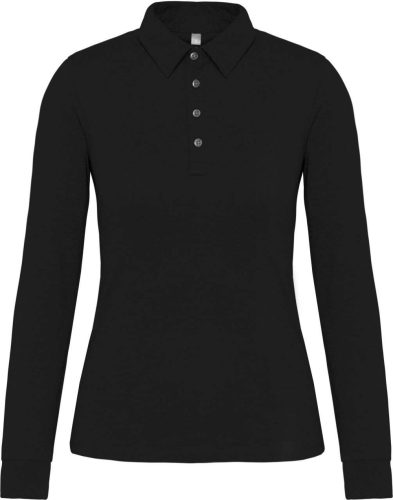 Kariban galléros Női hosszú ujjú jersey póló KA265, Black-2XL