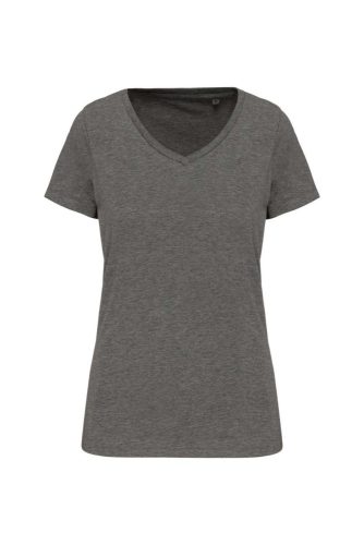 Kariban V-nyakú pamut Női póló, Supima pamutból KA3003, Grey Heather-XS