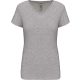 Kariban rövid ujjú Női V-nyakú sztreccs póló KA3015, Light Grey Heather-2XL