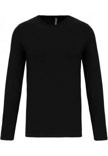 Kariban férfi hosszú ujjú kereknyakú sztreccs póló KA3016, Black-3XL