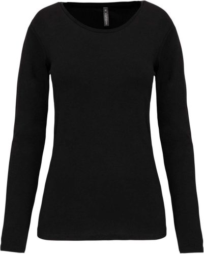Kariban hosszú ujjú Női kereknyakú sztreccs póló KA3017, Black-2XL