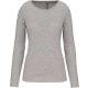 Kariban hosszú ujjú Női kereknyakú sztreccs póló KA3017, Light Grey Heather-L