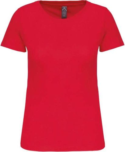 Kariban organikus kereknyakú rövid ujjú Női póló KA3026IC, Red-S