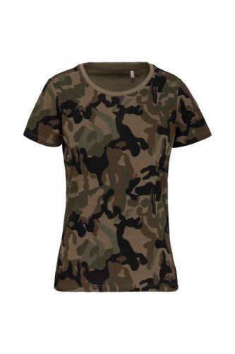 Kariban terepmintás Női póló környakas, rövid ujjú KA3031, Olive Camouflage-3XL