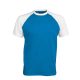 Kariban raglán ujjú kétszínű baseball férfi póló KA330, Aqua Blue/White-2XL