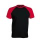 Kariban raglán ujjú kétszínű baseball férfi póló KA330, Black/Red-3XL