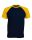 Kariban raglán ujjú kétszínű baseball férfi póló KA330, Navy/Yellow-2XL