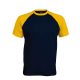 Kariban raglán ujjú kétszínű baseball férfi póló KA330, Navy/Yellow-2XL