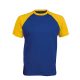 Kariban raglán ujjú kétszínű baseball férfi póló KA330, Royal Blue/Yellow-2XL