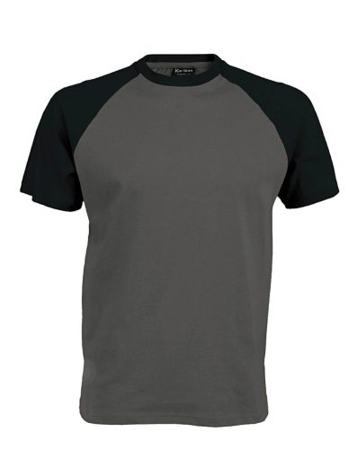 Kariban raglán ujjú kétszínű baseball férfi póló KA330, Slate Grey/Black-2XL