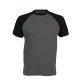 Kariban raglán ujjú kétszínű baseball férfi póló KA330, Slate Grey/Black-3XL