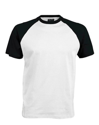 Kariban raglán ujjú kétszínű baseball férfi póló KA330, White/Black-2XL