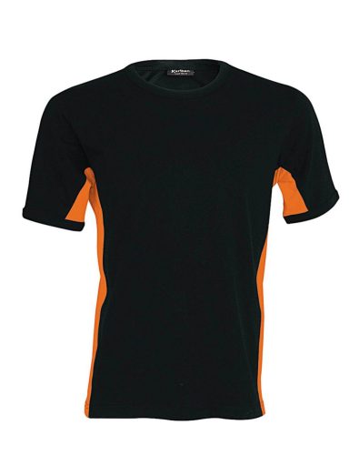 Kariban rövid ujjú - TIGER - kétszínű férfi póló KA340, Black/Orange-2XL