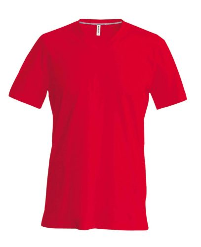 Kariban oldalvarrott V-nyakú férfi rövid ujjó póló KA357, Red-2XL