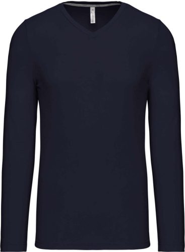 Kariban hosszú ujjú V-nyakú férfi pamut póló KA358, Navy-2XL