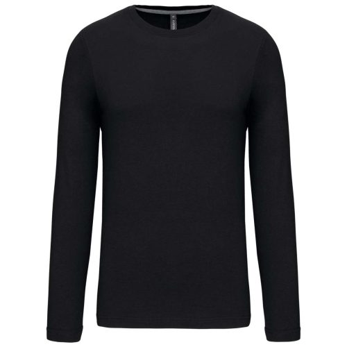 Kariban kereknyakú hosszú ujjú férfi pamut póló KA359, Black-2XL