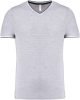 Kariban V-nyakú férfi piké póló KA374, Oxford Grey/Navy/White-2XL