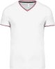 Kariban V-nyakú férfi piké póló KA374, White/Navy/Red-L