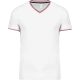 Kariban V-nyakú férfi piké póló KA374, White/Navy/Red-XL