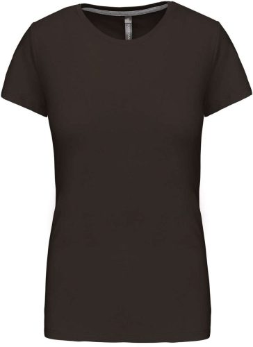 Kariban rövid ujjú környakas Női pamut póló KA380, Dark Khaki-XL