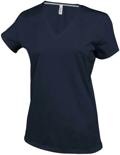 Kariban V-nyakú rövid ujjú Női pamut póló KA381, Dark Grey-L