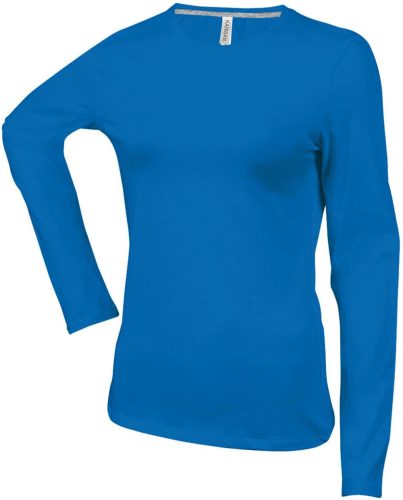 Kariban hosszú ujjú kereknyakú Női pamut póló KA383, Light Royal Blue-2XL