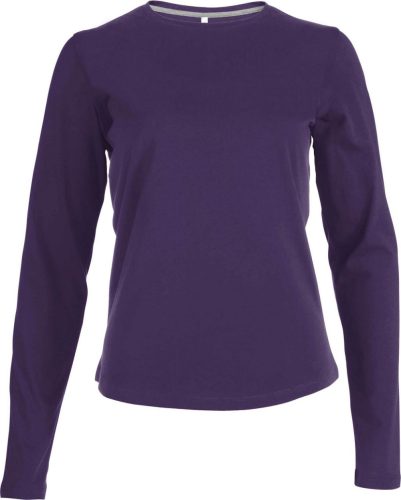 Kariban hosszú ujjú kereknyakú Női pamut póló KA383, Purple-L