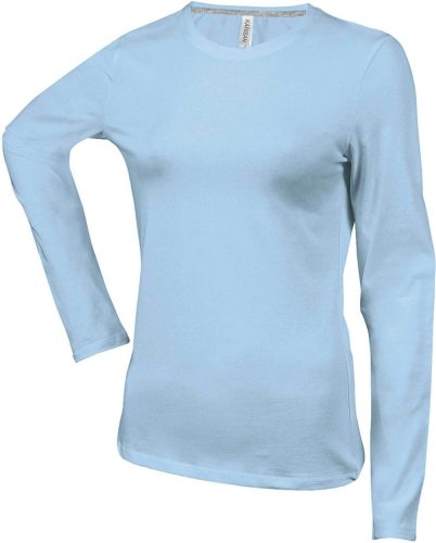 Kariban hosszú ujjú kereknyakú Női pamut póló KA383, Sky Blue-XL