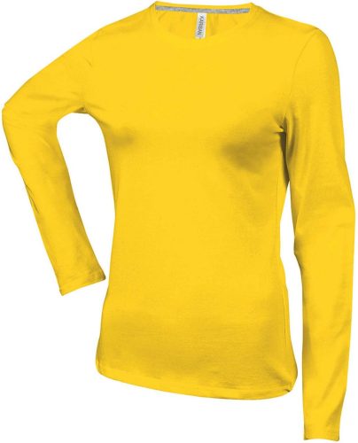 Kariban hosszú ujjú kereknyakú Női pamut póló KA383, Yellow-L