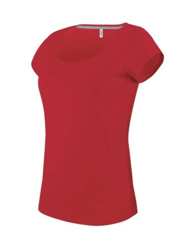 Kariban Női rövid ujjú, csónak nyakú pamut póló KA384, Red-XL
