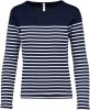 Kariban Női hosszú ujjú, csíkos pamut póló KA386, Striped Navy/White-2XL