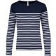 Kariban Női hosszú ujjú, csíkos pamut póló KA386, Striped Navy/White-L