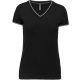Kariban V-nyakú piké Női póló KA394, Black/Light Grey/White-2XL