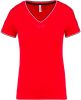 Kariban V-nyakú piké Női póló KA394, Red/Navy/White-XL