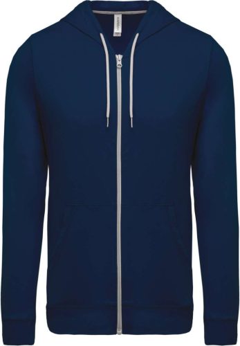 Kariban könnyű vékony unisex kapucnis cipzáras pulóver (póló) KA438, Navy-XS