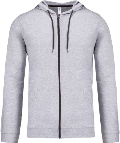 Kariban könnyű vékony unisex kapucnis cipzáras pulóver (póló) KA438, Oxford Grey-2XL