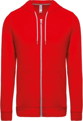 Kariban könnyű vékony unisex kapucnis cipzáras pulóver (póló) KA438, Red-3XL