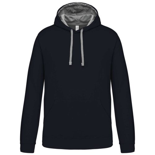 Kariban férfi pulóver kontrasztos bélésű kapucnival KA446, Navy/Fine Grey-XL