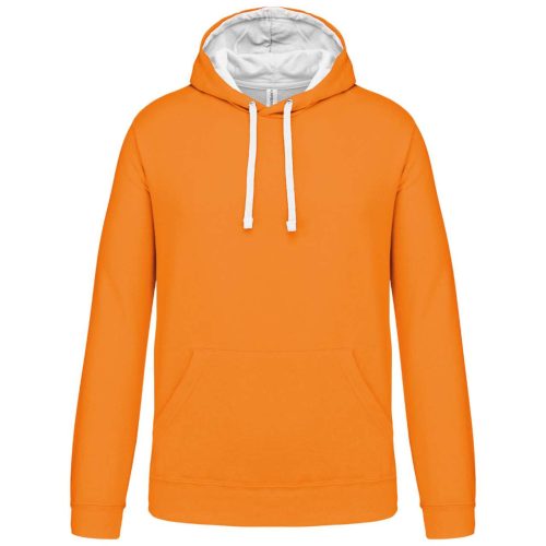 Kariban férfi pulóver kontrasztos bélésű kapucnival KA446, Orange/White-2XL