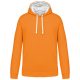 Kariban férfi pulóver kontrasztos bélésű kapucnival KA446, Orange/White-4XL