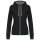 Kariban Női cipzáras pulóver kontrasztos bélésű kapucnival KA467, Black/Fine Grey-XL