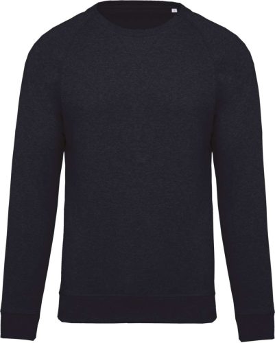 Kariban organikus környakas raglános férfi pulóver KA480, French Navy Heather-2XL