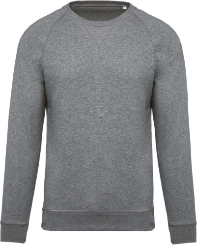 Kariban organikus környakas raglános férfi pulóver KA480, Grey Heather-L