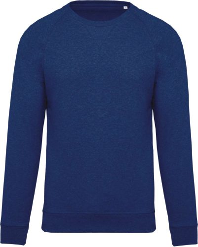 Kariban organikus környakas raglános férfi pulóver KA480, Ocean Blue Heather-L