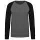 Kariban kétszínű organikus raglános férfi pulóver KA491, Grey Heather/Black-2XL