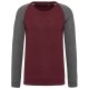 Kariban kétszínű organikus raglános férfi pulóver KA491, Wine Heather/Grey Heather-3XL