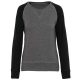 Kariban Női kétszínű organikus környakas pulóver KA492, Grey Heather/Black-2XL