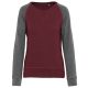 Kariban Női kétszínű organikus környakas pulóver KA492, Wine Heather/Grey Heather-S