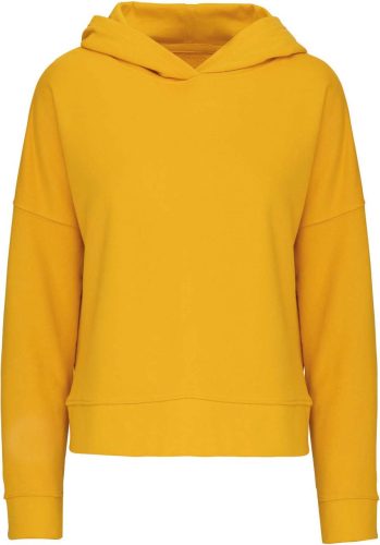 Kariban laza szabású organikus Női kapucnis pulóver KA494, Mellow Yellow-L/XL