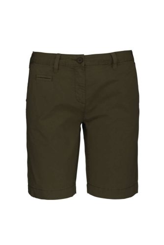 Kariban használt hatású Női pamut bermuda KA753, Washed Light Khaki-36